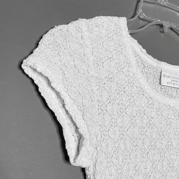 Worthington Petite Stretch White Tank Textured Material Size PS - Picture 5 of 8
